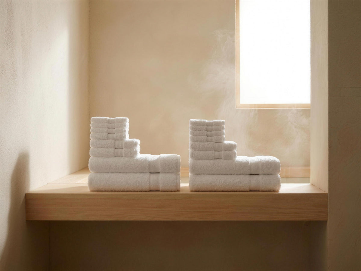 Spa-Soft Family Bath Bundle, two stacks in a linen alcove